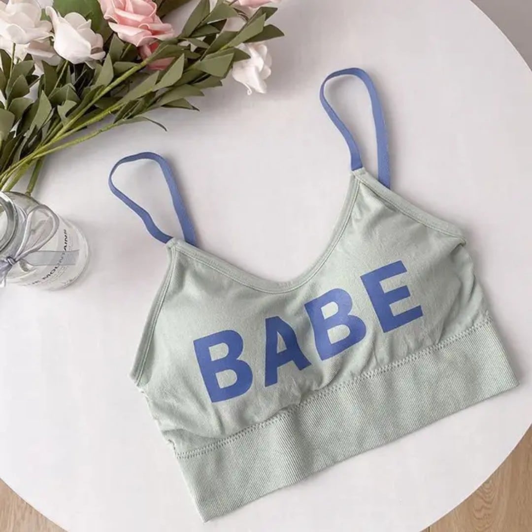 نیم تنه نخی طرح babe رنگ سبز صابونی — تصویر ۳