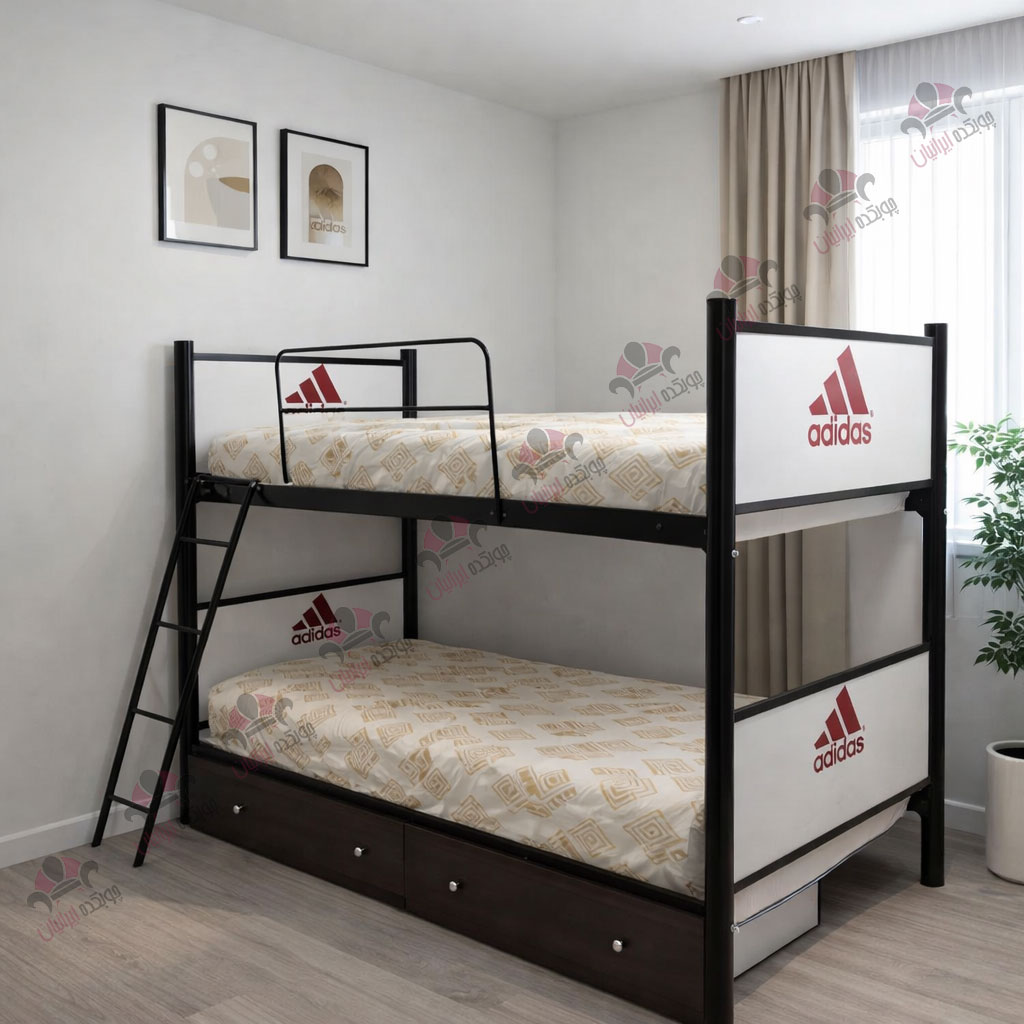 تخت خواب دو طبقه فلزی مدل آدیداس — تصویر ۴
