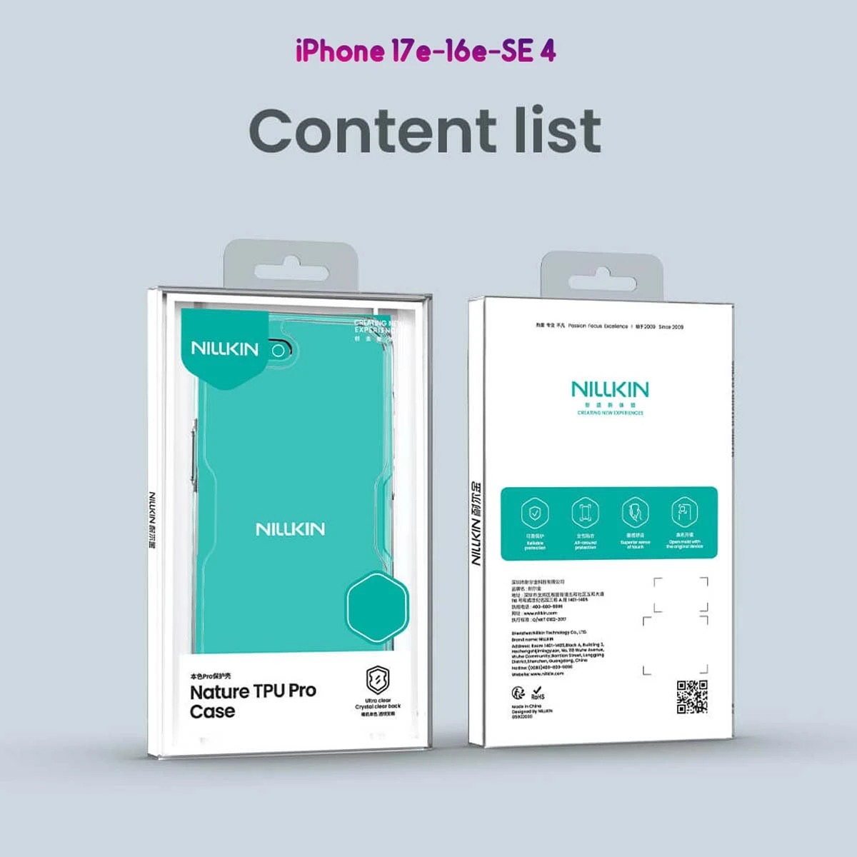 قاب شفاف iPhone 17e مارک نیلکین مدل TPU Pro — تصویر ۳