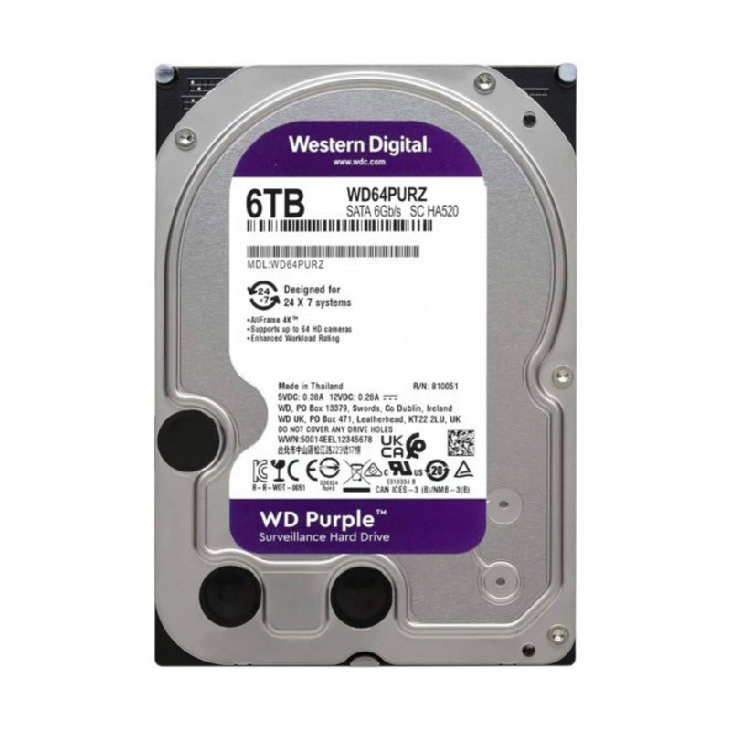 هارد دیسک اینترنال وسترن دیجیتال مدل Purple ظرفیت 6 ترابایت (WD64PURZ) — تصویر ۷