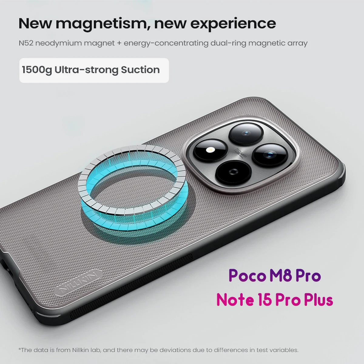 قاب ضدضربه دودی مگنتی Poco M8 Pro مارک نیلکین مدل Super Frosted Shield Pro Clear Magnetic — تصویر ۶