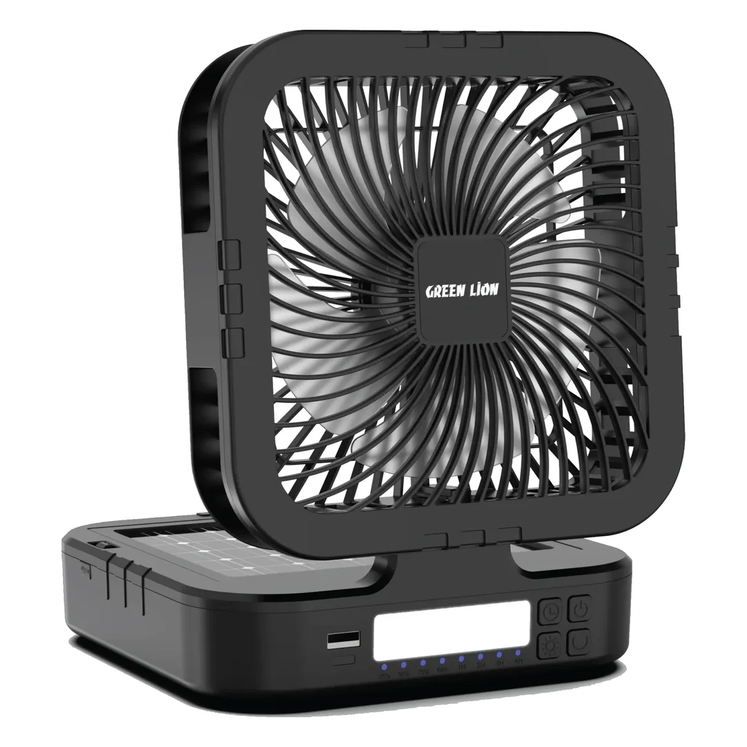 پنکه خورشیدی گرین لاین Solar Trio با چراغ LED و پاوربانک مدل GNPF24SOLFNBK