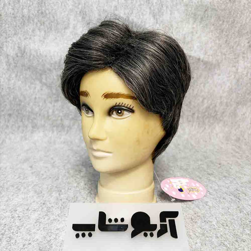 کلاه گیس مردانه کوتاه 50 درصد جوگندمی موی سفید مدل 105 کد رنگ 51B — تصویر ۵