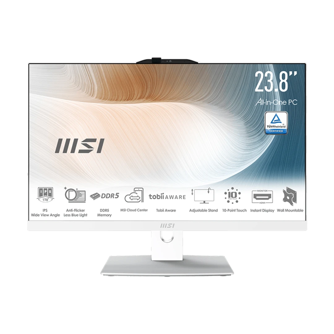 کامپیوتر همه کاره ۲۴ اینچ ام اس آی MSI AM242P 1M White Core 3 100U 8GB Ram 500GB SSD