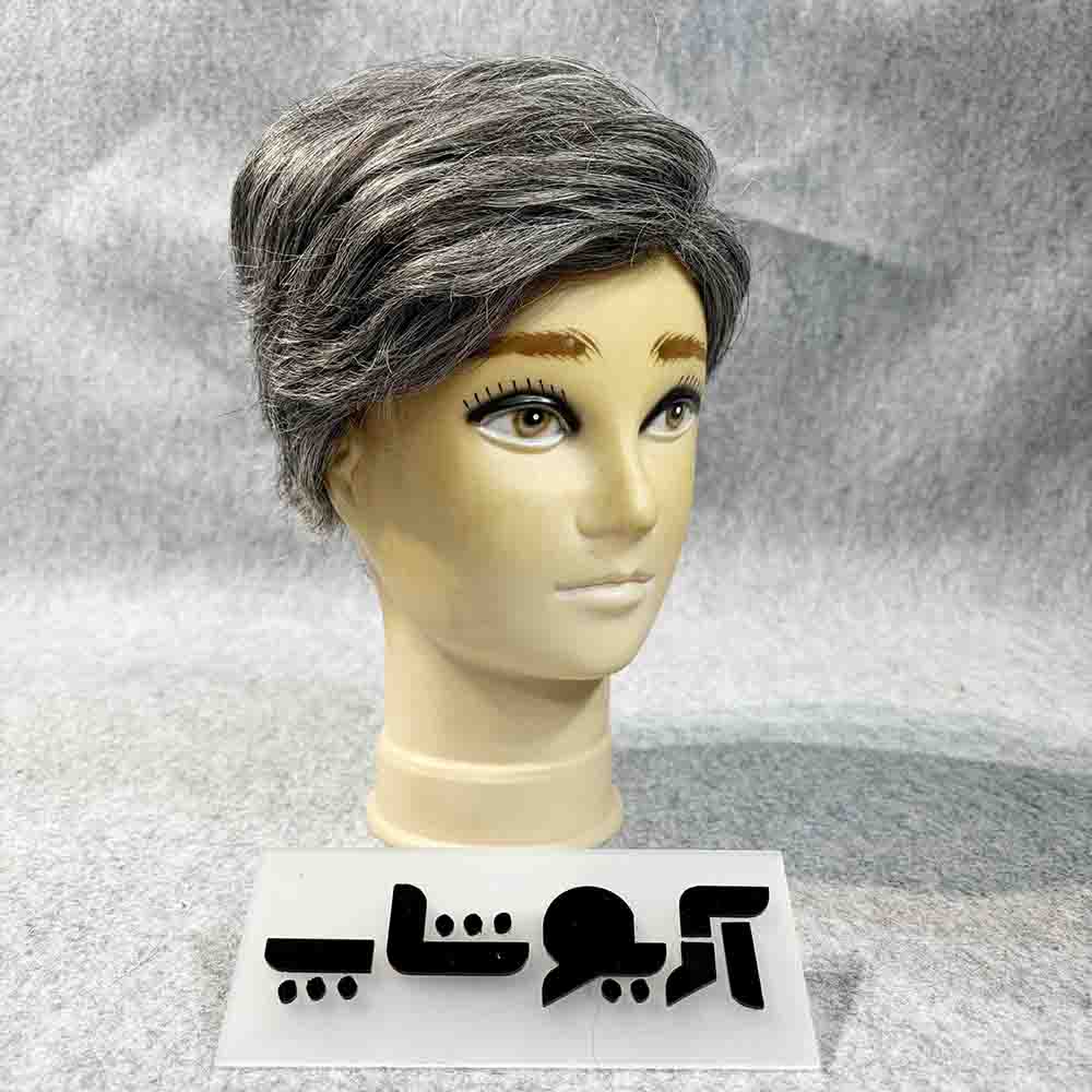 کلاه گیس مردانه جو گندمی با 70 درصد موی سفید و ظاهر طبیعی مدل 105 و کد رنگ 56 — تصویر ۴