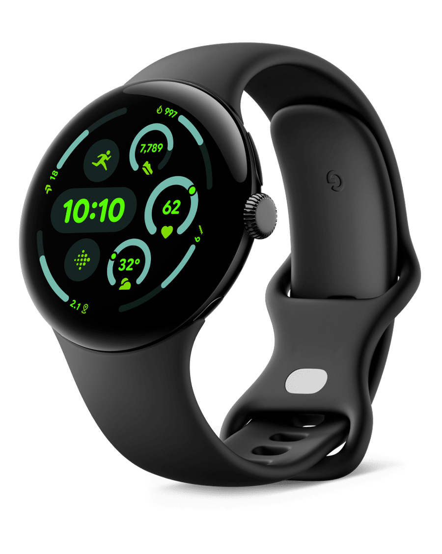 ساعت هوشمند گوگل مدل Pixel Watch 3 – 45mm رنگ مشکی مات با بند اکتیو Obsidian — تصویر ۲