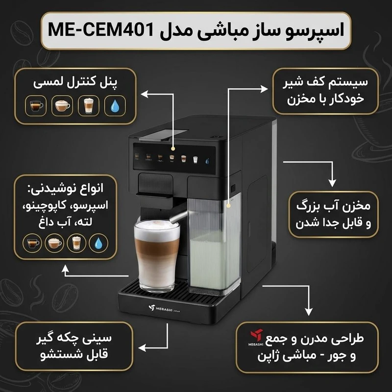 اسپرسوساز مباشی مدل ME-CEM401 — تصویر ۵