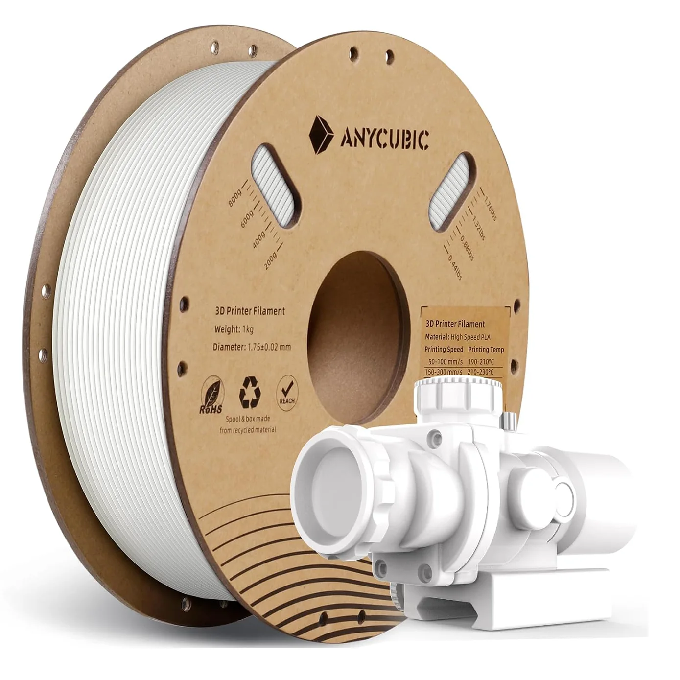 فیلامنت انیکیوبیک (anycubic) سرعت بالا High Speed سفید — تصویر ۲