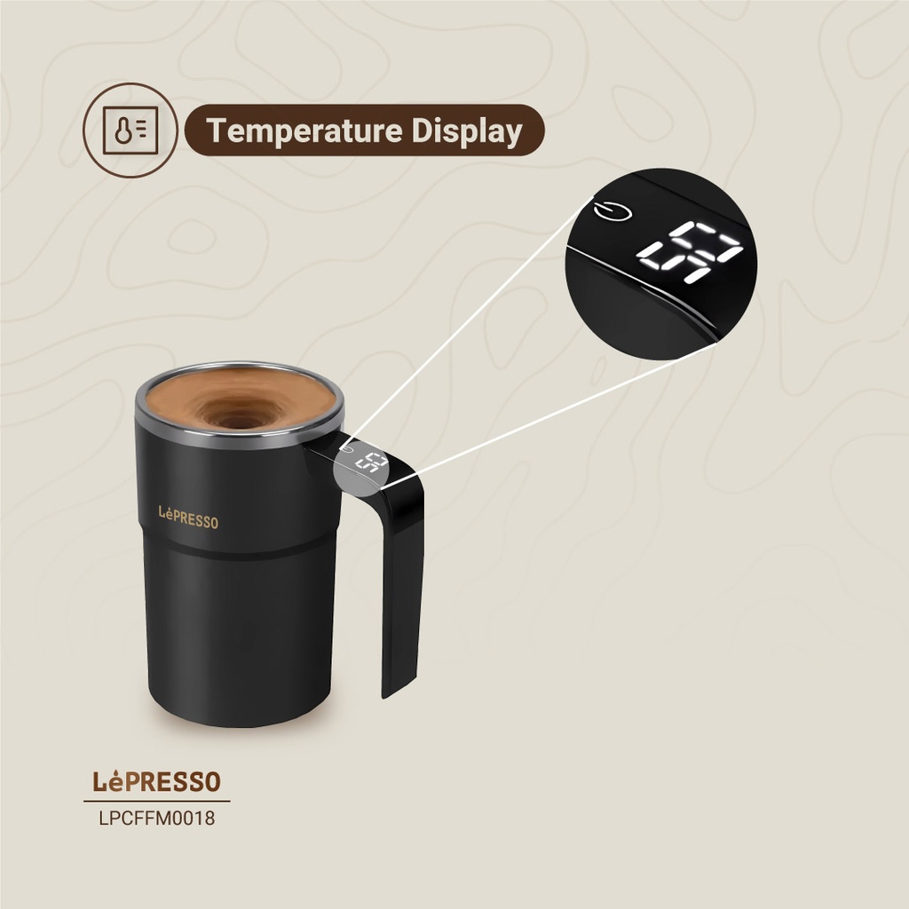 ماگ همزن دار خودکار LePresso Stirmagic LPCFFM0018 مشکی | لیوان برقی استیل 380ml — تصویر ۳