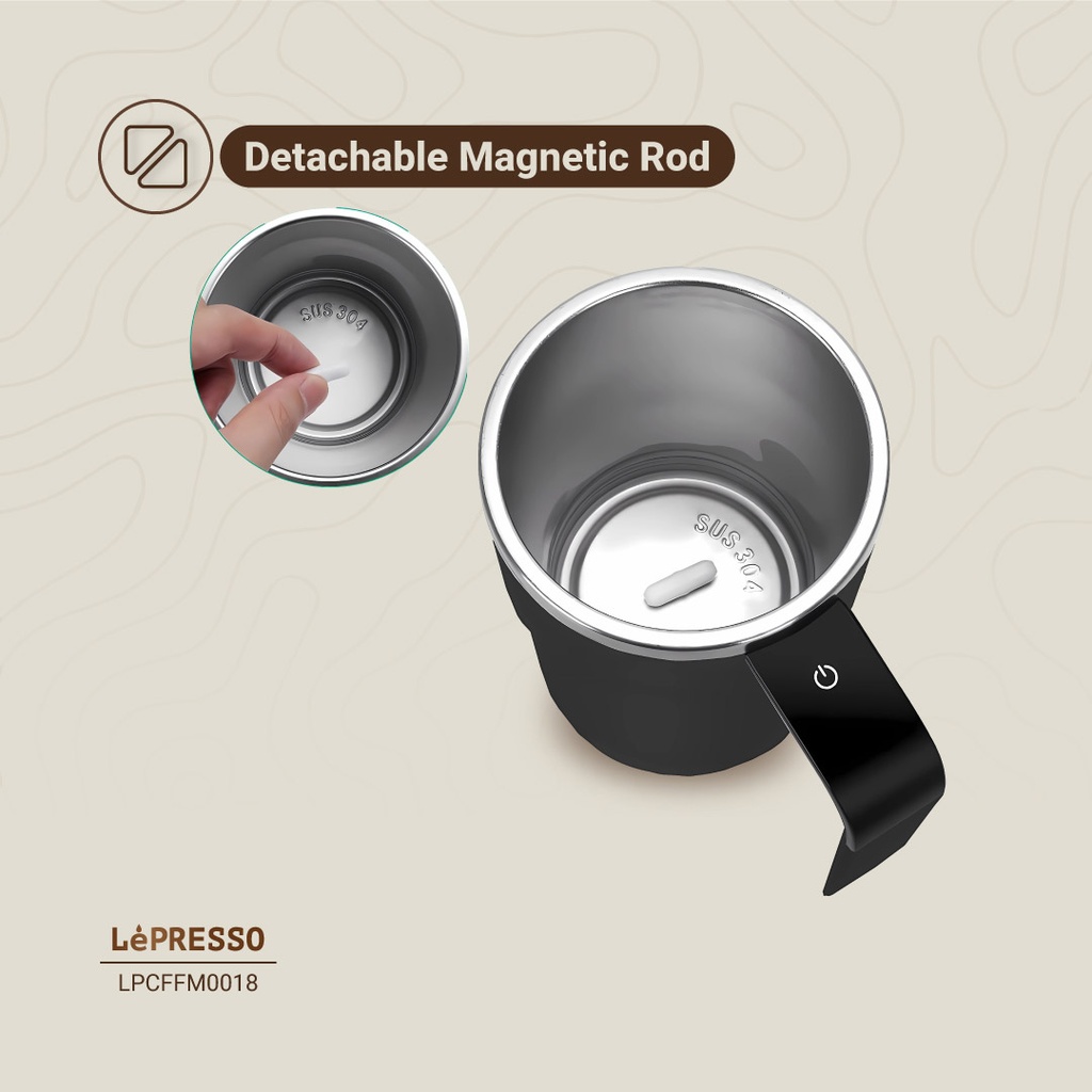 ماگ همزن دار خودکار LePresso Stirmagic LPCFFM0018 مشکی | لیوان برقی استیل 380ml — تصویر ۷