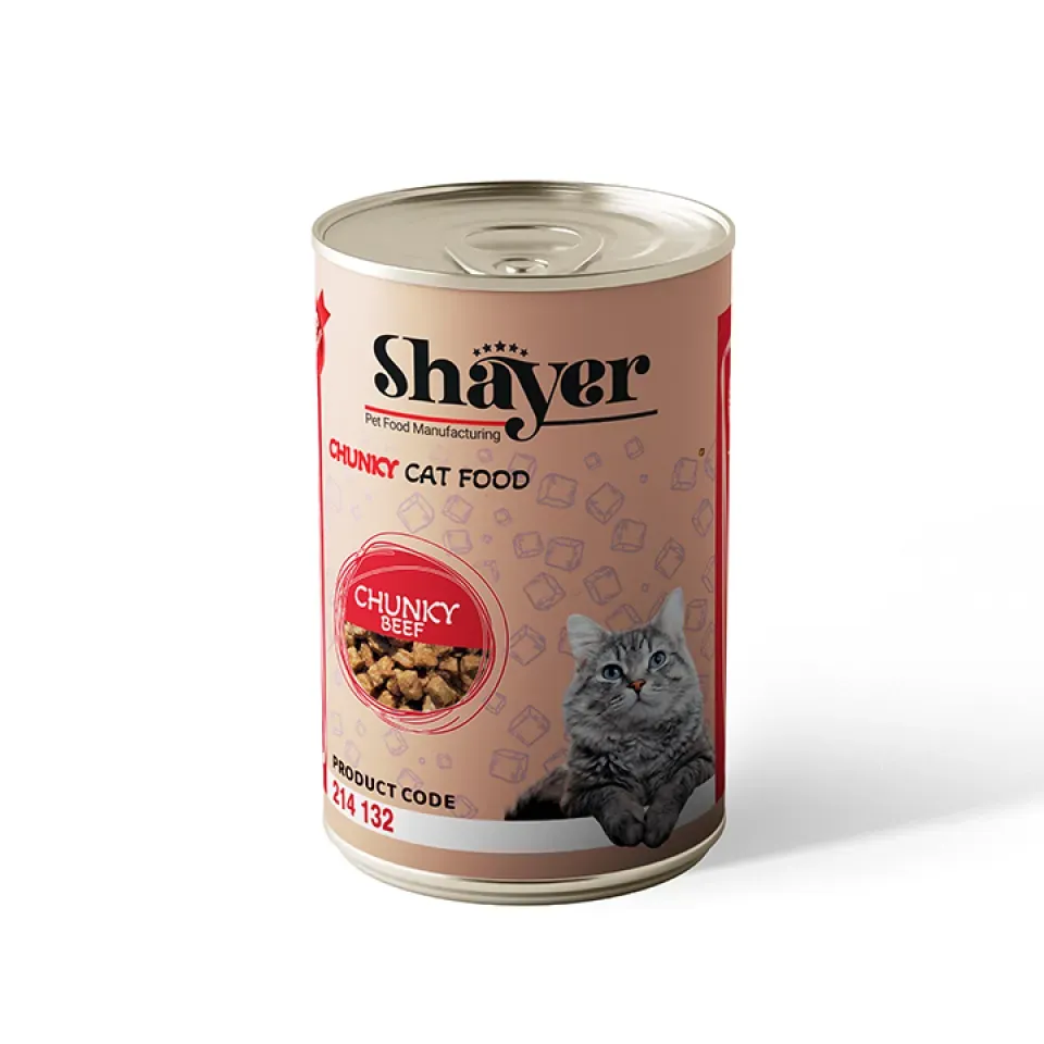 کنسرو گربه شایر چانکی طعم گوشت و سس گوشت 400 گرم