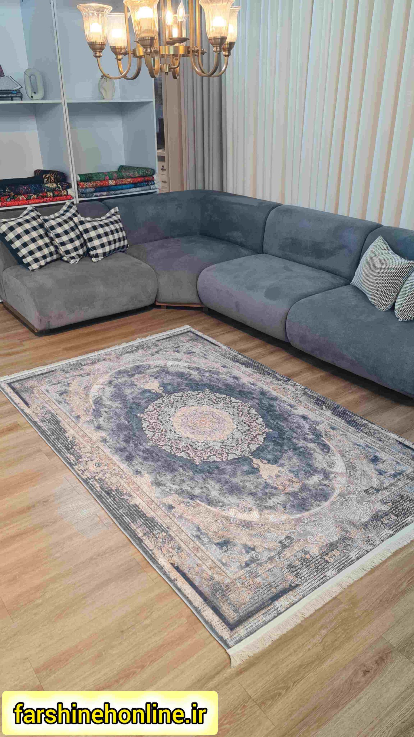 فرشینه مدرن مدل ترنج‌دار طوسی؛ مناسب پذیرایی و اتاق خواب با کیفیت عالی — تصویر ۴