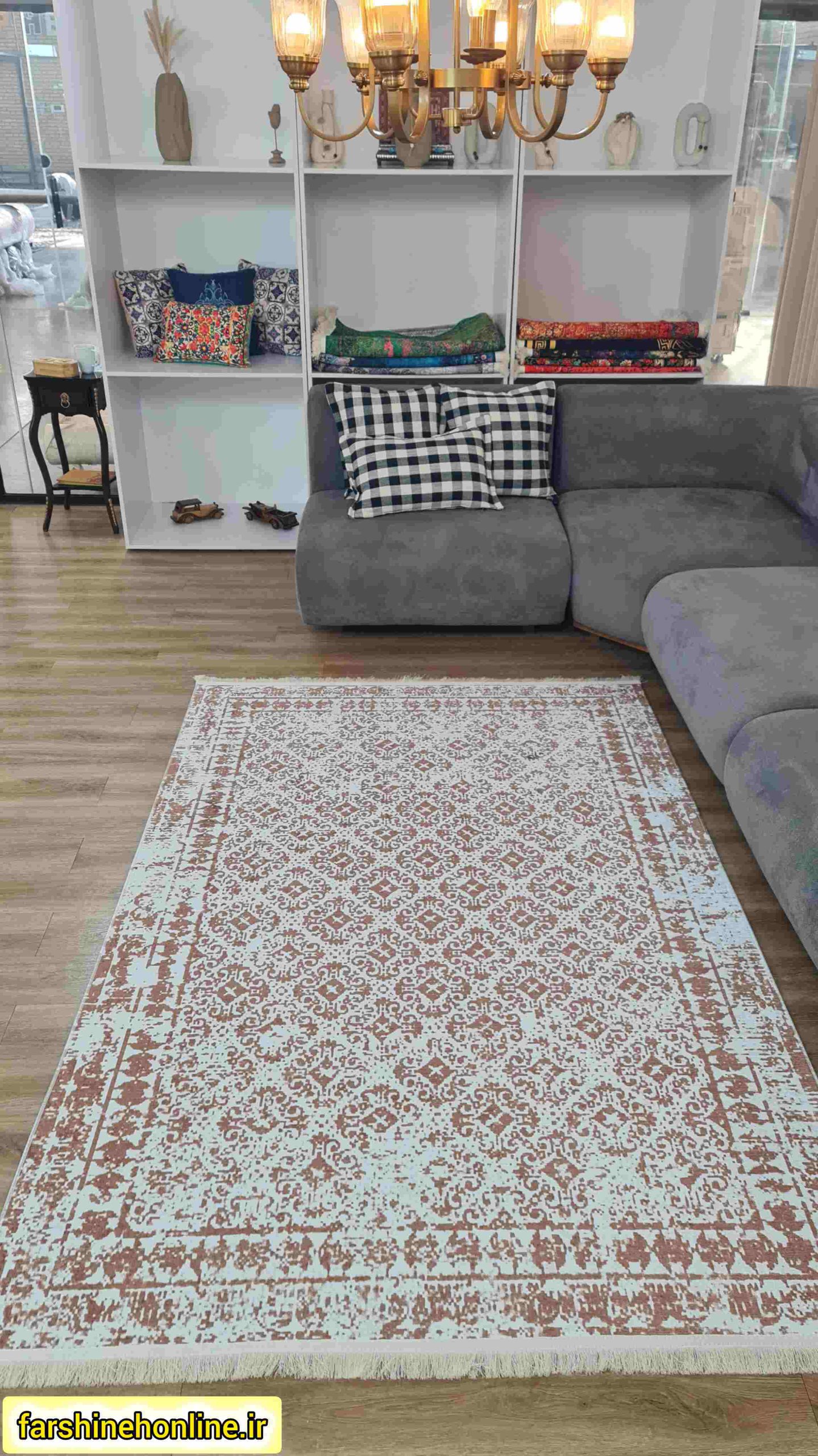فرشینه فانتزی طرح کلاسیک رنگ کالباسی — تصویر ۲