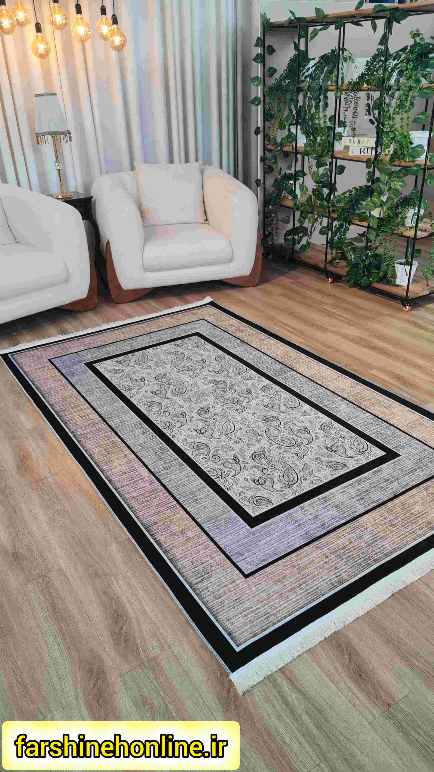 فرشینه مدرن مدل ژئومتریک خاکستری – انتخابی خاص برای اتاق و سالن — تصویر ۴