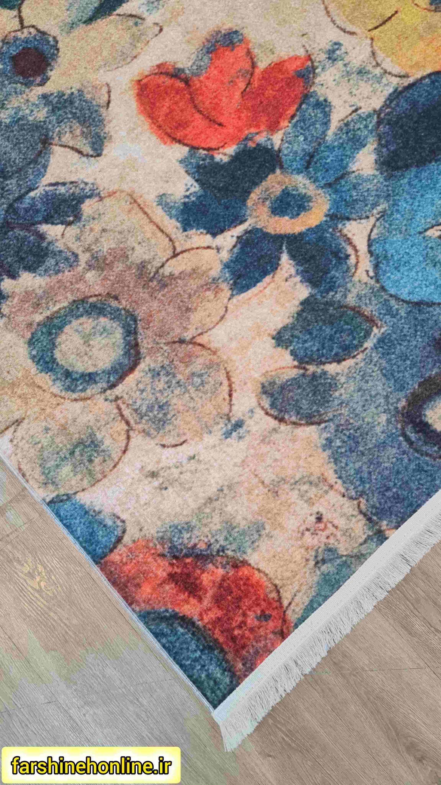 فرشینه مدرن طرح گل‌های آبرنگی شاد — تصویر ۵