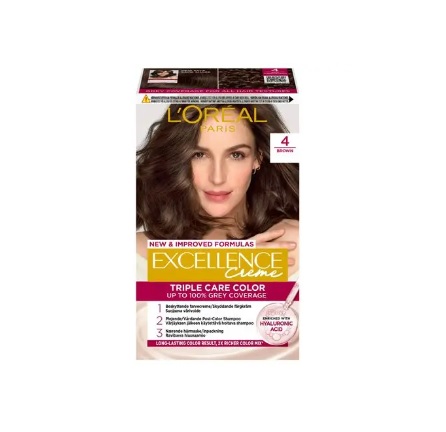 کیت رنگ مو لورآل LOreal سری Excellence شماره 4 پایه رنگ قهوه ای