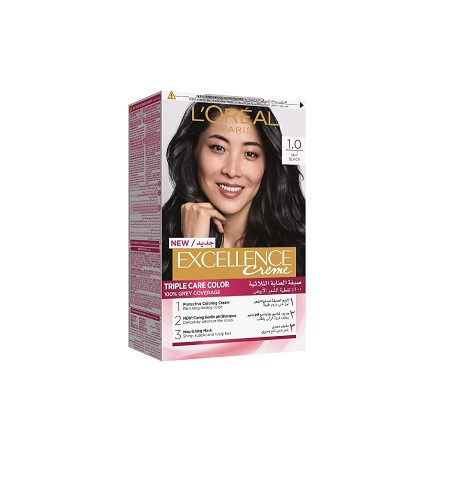 کیت رنگ مو لورآل LOreal سری Excellence شماره 1.0 پایه رنگ مشکی