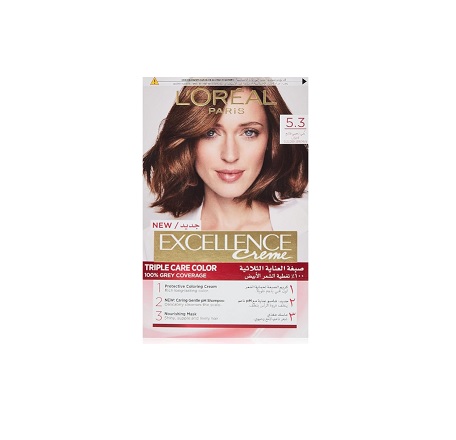 کیت رنگ مو لورآل LOreal سری Excellence شماره 5.3 پایه رنگ قهوه ای طلایی روشن