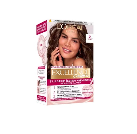 کیت رنگ مو لورآل LOreal سری Excellence شماره 5 پایه رنگ قهوه ای