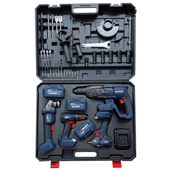 ست چهار عددی مینی فرز، دریل پیچ گوشتی، بتن کن، بکس شارژی اکتیو مدل AC-3224BL
