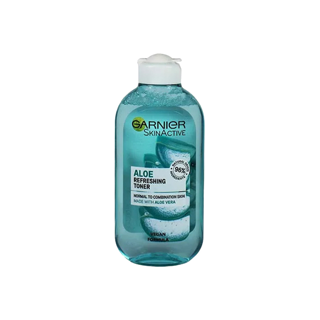 تونر پاک کننده صورت آبرسان آلوئه ورا گارنیر مناسب پوست معمولی و حساس GARNIER refreshing toner حجم 200 میلی لیتر