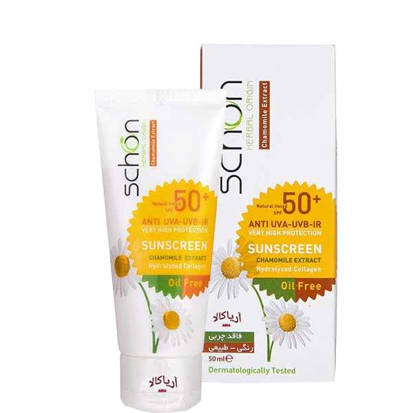 کرم ضدآفتاب فاقد چربی شون رنگ طبیعیSPF+50 پوستهای چرب — تصویر ۲