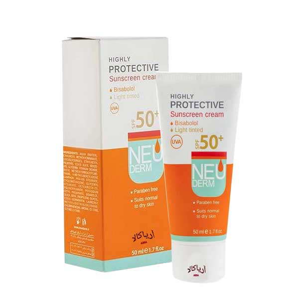 کرم ضد آفتاب نئودرم رنگ بژروشن SPF+50 هایلی پروتکتیو 50 میل — تصویر ۲