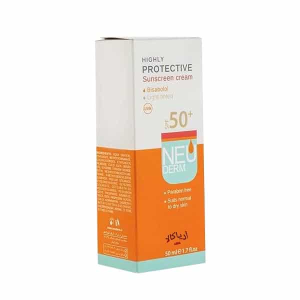 کرم ضد آفتاب نئودرم رنگ بژروشن SPF+50 هایلی پروتکتیو 50 میل — تصویر ۳