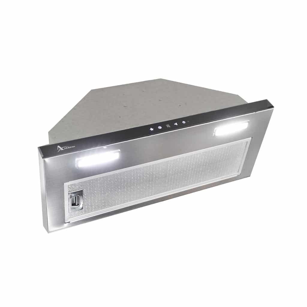 هود اخوان مدل شیشه مشکی و استیل کد H215 — تصویر ۳