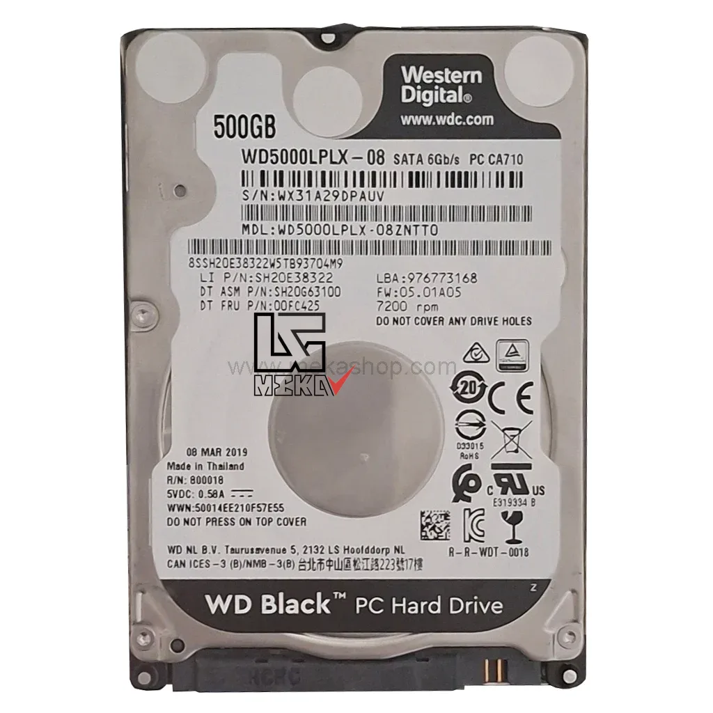 هارد لپ تاپ اسلیم وسترن دیجیتال مشکی HDD Laptop WD Slim Black 500GB Sata 7200 RPM — تصویر ۳