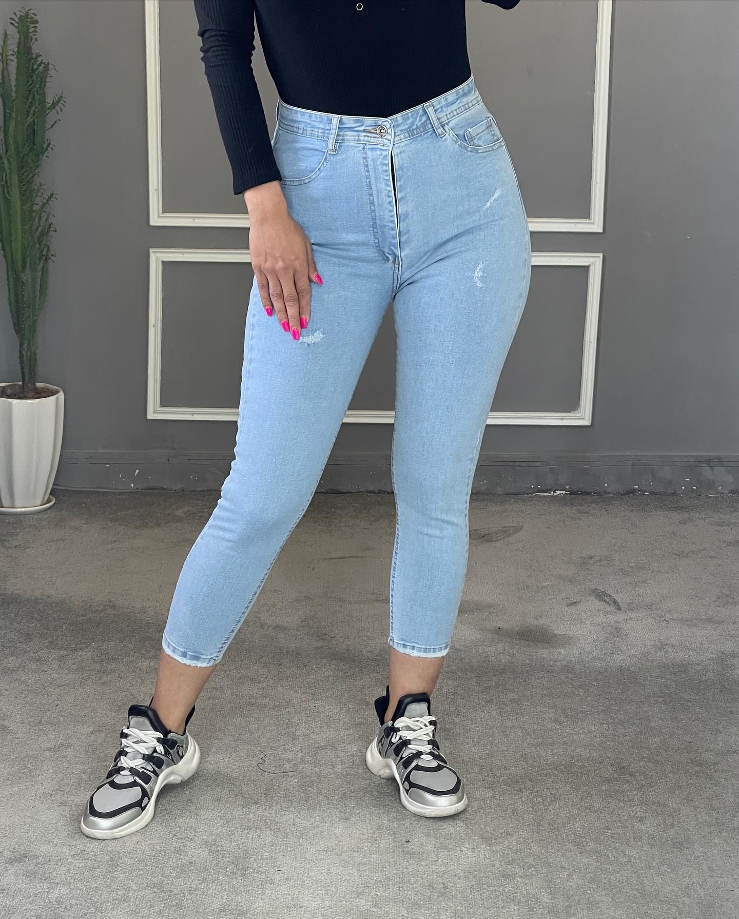 شلوار جین اسکینی Skinny یخی قد 90 سوپرکش ترک — تصویر ۲