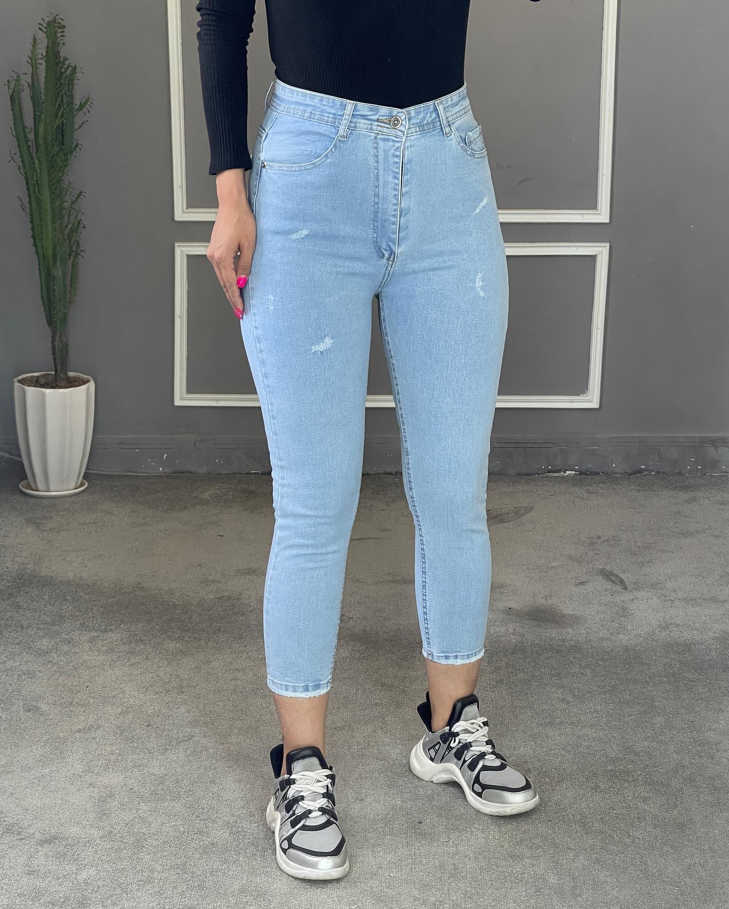 شلوار جین اسکینی Skinny یخی قد 90 سوپرکش ترک — تصویر ۳