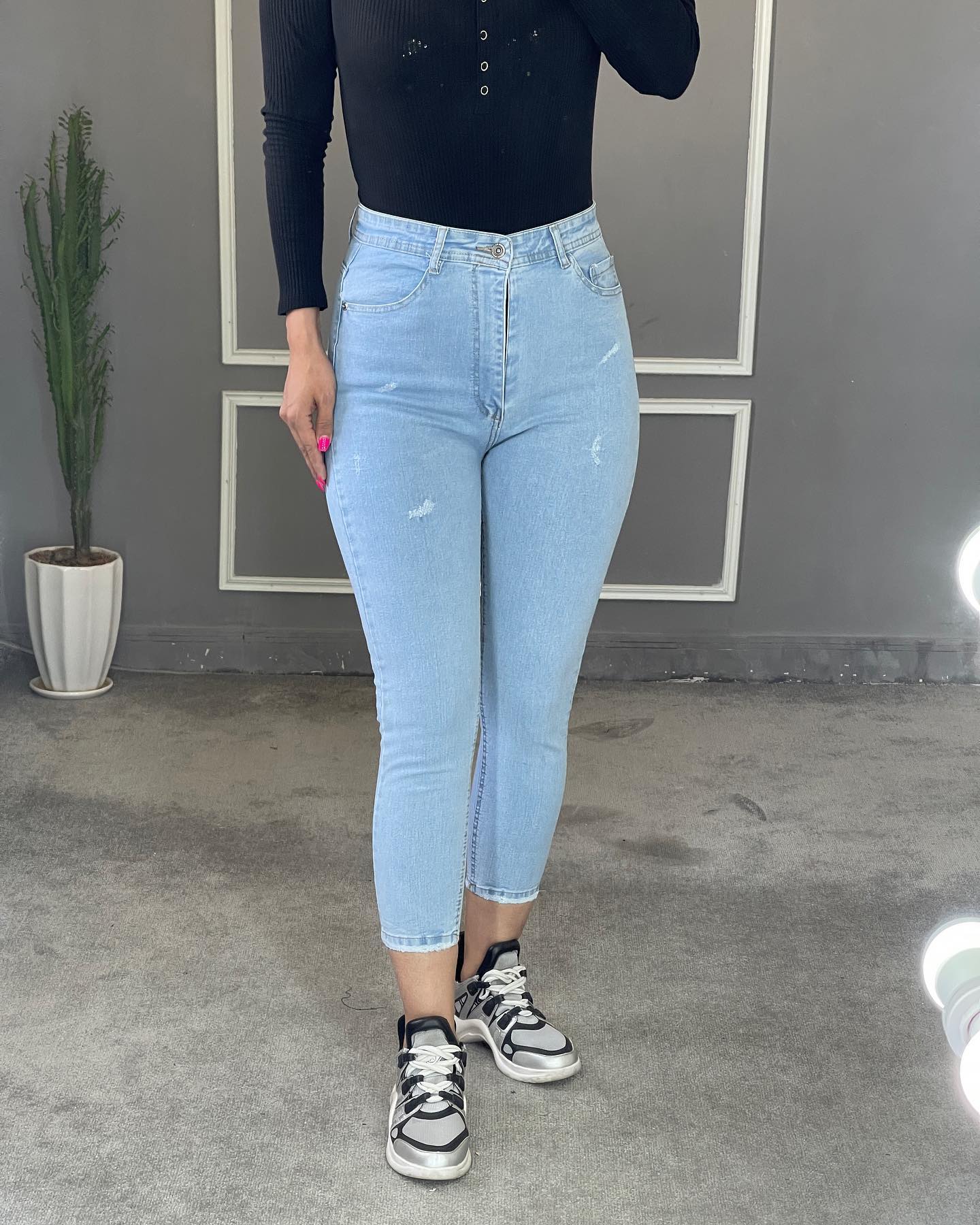 شلوار جین اسکینی Skinny یخی قد 90 سوپرکش ترک — تصویر ۴