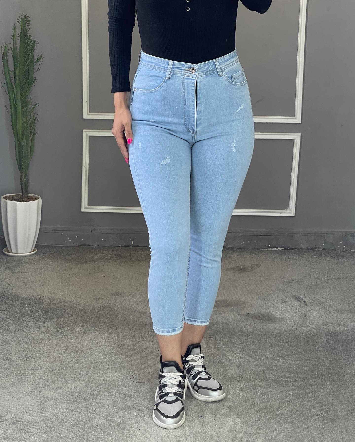 شلوار جین اسکینی Skinny یخی قد 90 سوپرکش ترک — تصویر ۵