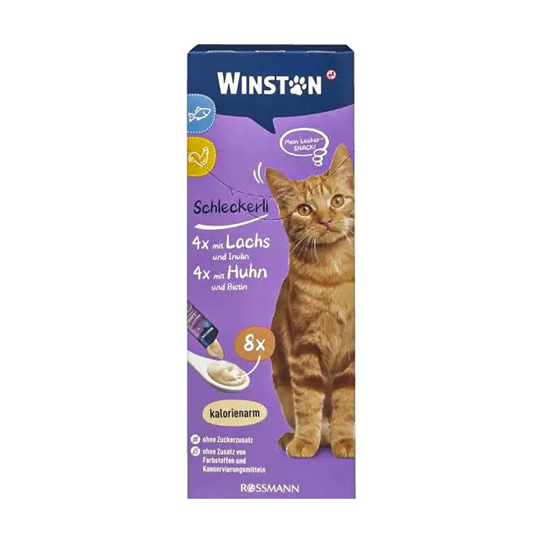 بستنی مقوی گربه وینستون طعم مرغ و ماهی Schleckerli تعداد 8 عددی