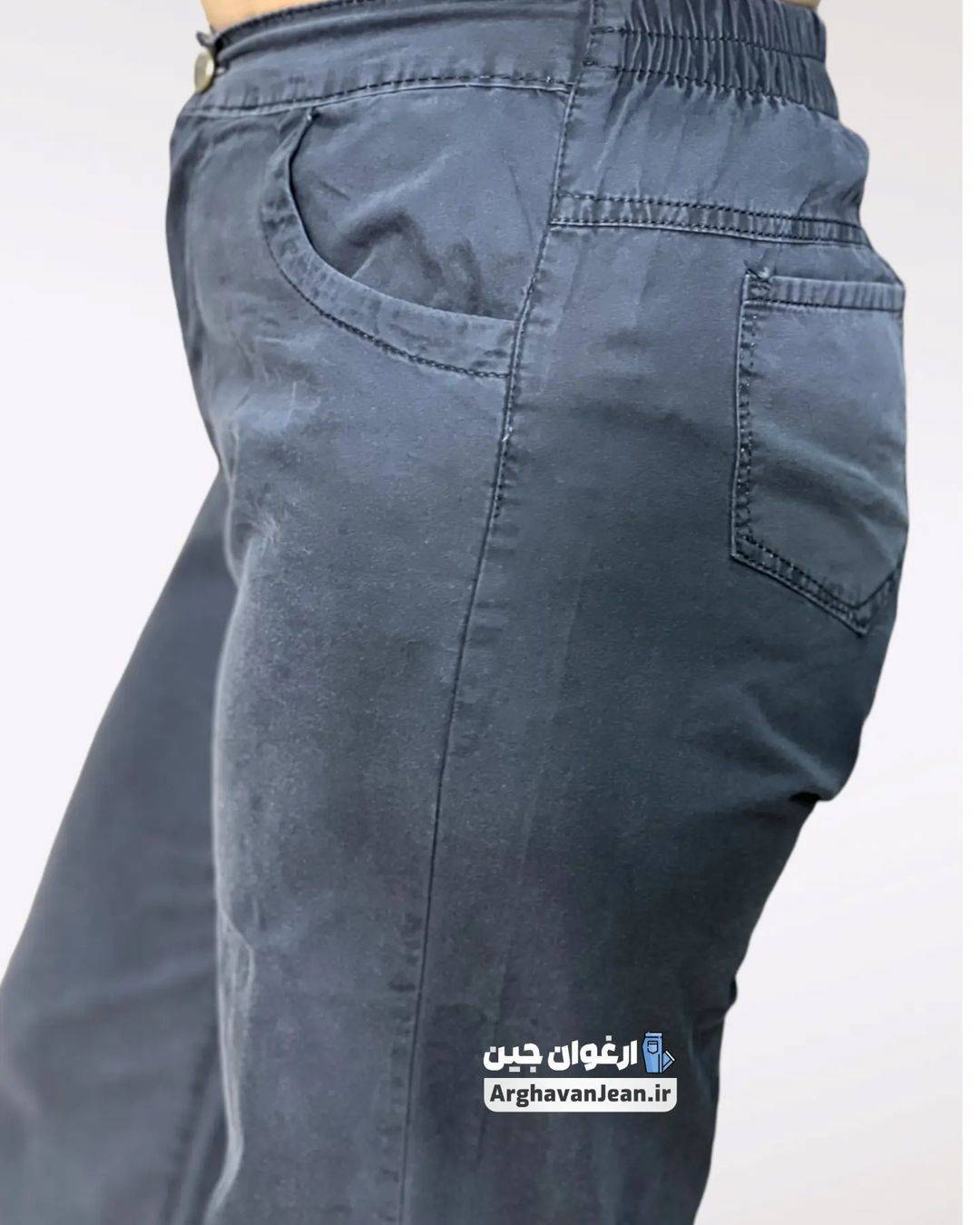 شلوار نیم بگ کاغذی کمر کش قد 105 تا 110 مشکی/زغالی/آبی — تصویر ۶