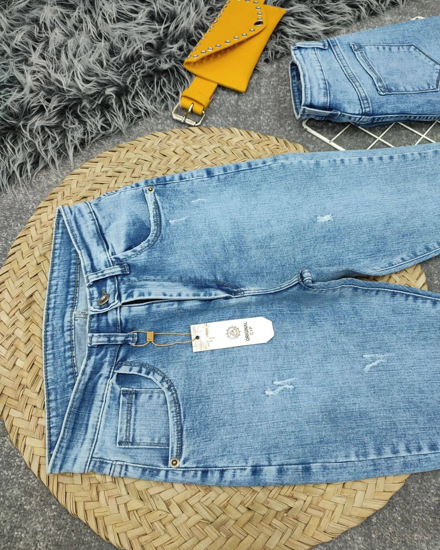 شلوار لی آبی روشن سوپرکش ترک قد 85 و 90 — تصویر ۲