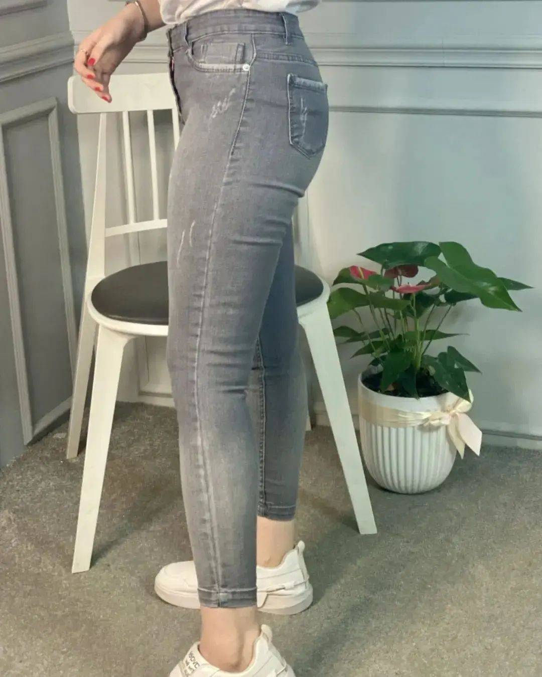 شلوار لی طوسی و دودی سوپرکش قد 90 و 95 و 100 — تصویر ۸