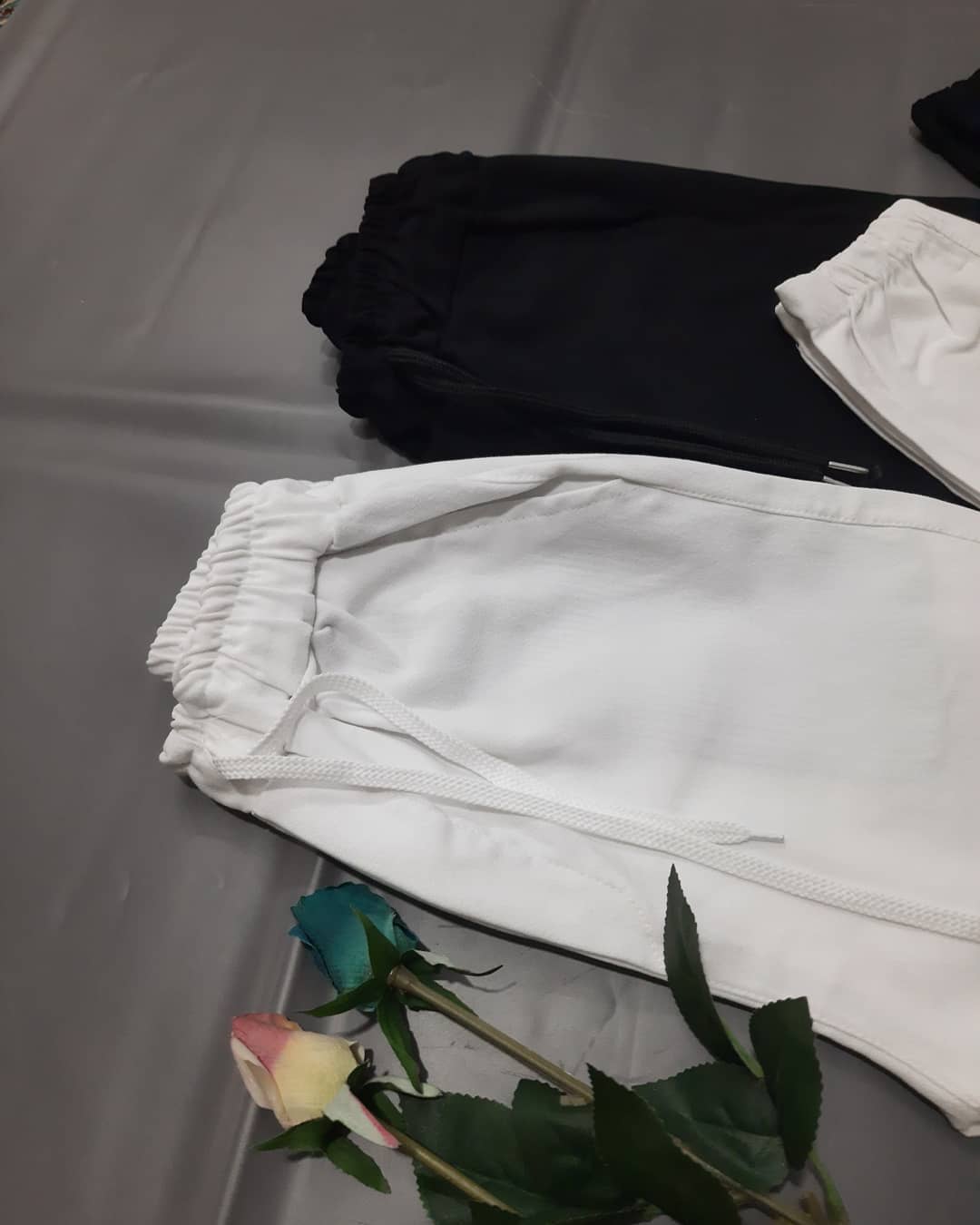 اسلش کتان سفید و مشکی فول کش قد 90 و 100 — تصویر ۲