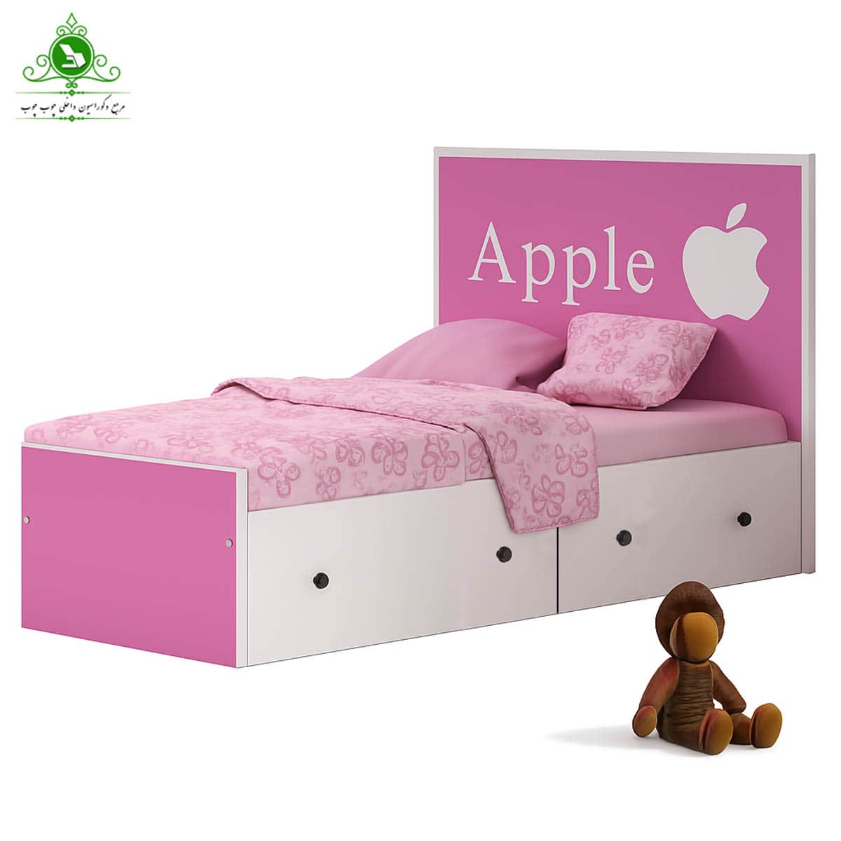 تخت خواب یک و نیم نفره دخترانه مدل اپل عرض 120 — تصویر ۳