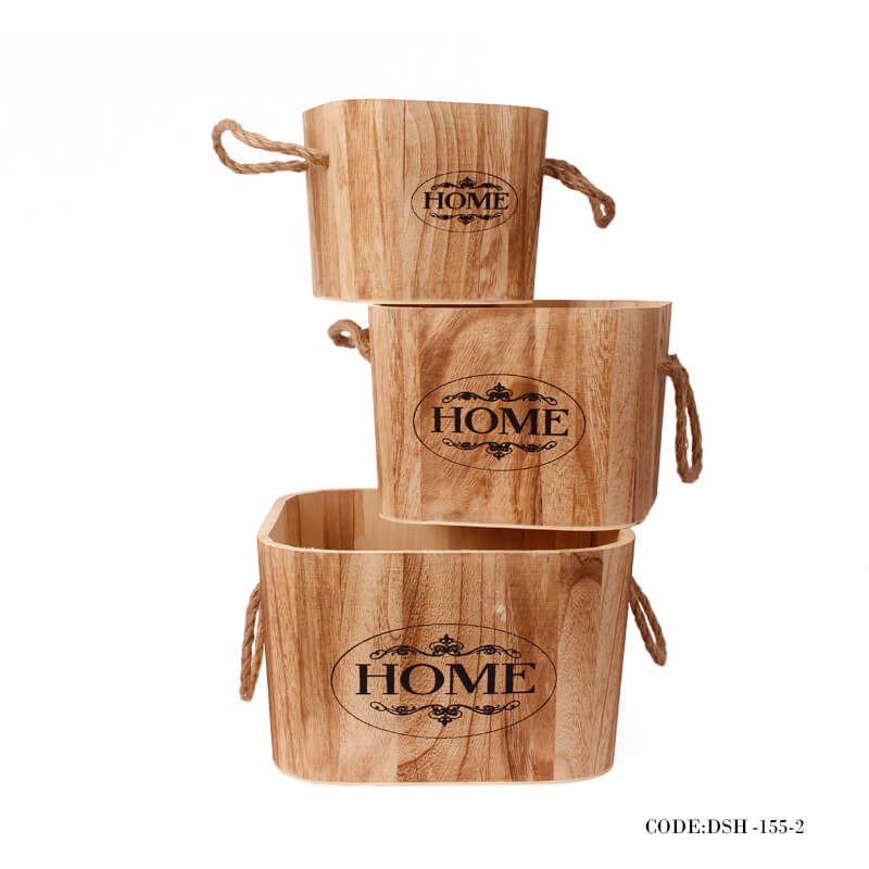 باکس چوبی نظم دهنده سه سایز گردویی طرح Home — تصویر ۲
