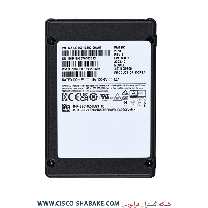 هارد SSD سرور Samsung 960GB PM1653 24G SAS 2.5inch