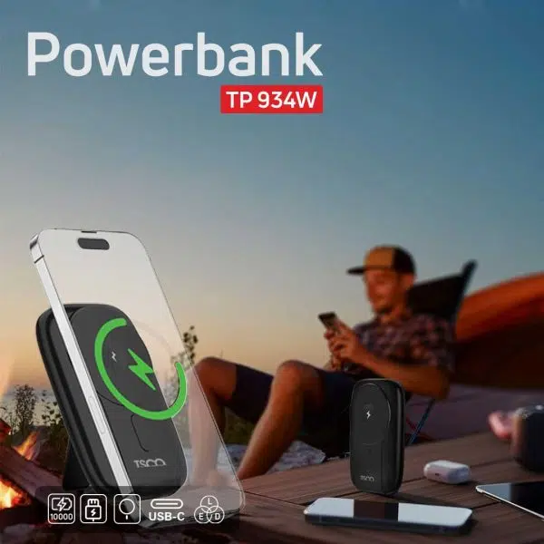 پاوربانک 10 هزار تسکو مدل TP 934W رنگ مشکی — تصویر ۳