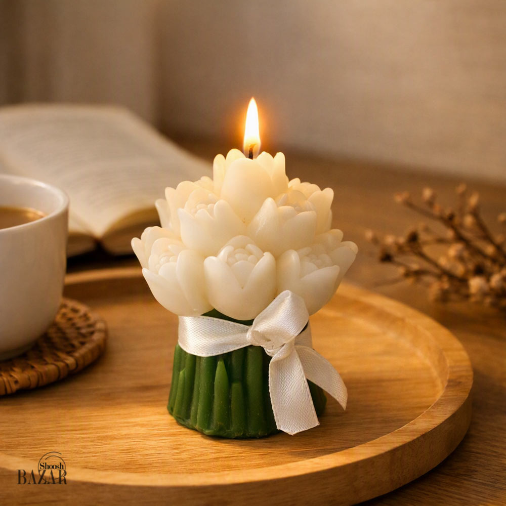 شمع دسته گل کوچک رومیزی ساده 1 عددی