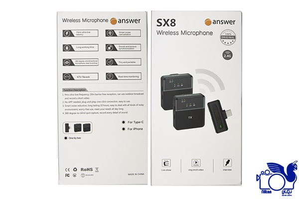 میکروفون بی سیم یقه ای Answer SX8 2in1 Wirreless Microphone — تصویر ۷