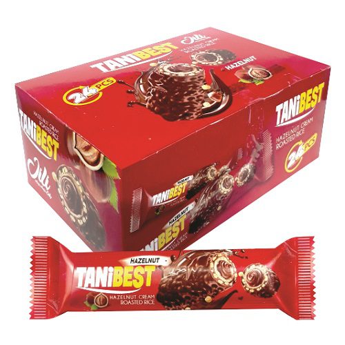 غلات حجیم شده با روکش کاکائویی شیری جیلی بیلی با طعم فندق 24 عددی