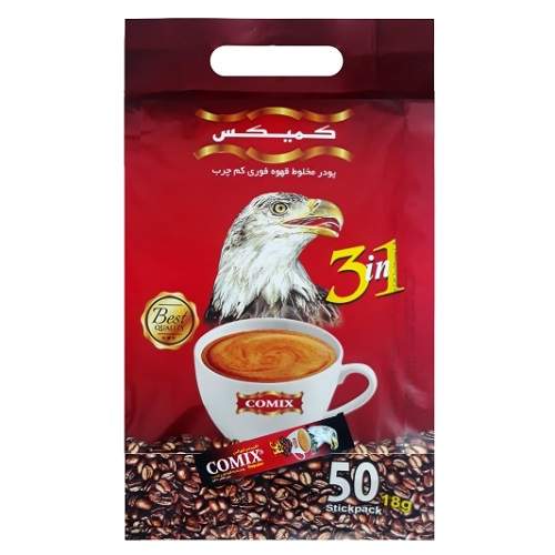 پودر مخلوط قهوه فوری کم چرب کمیکس بسته 50 عددی — تصویر ۲