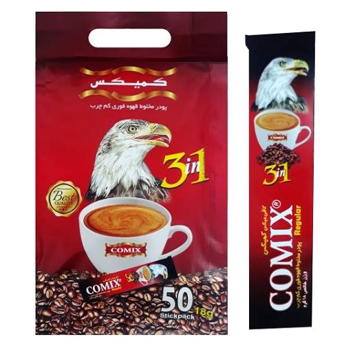 پودر مخلوط قهوه فوری کم چرب کمیکس بسته 50 عددی — تصویر ۳