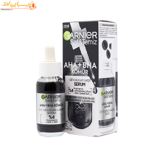 سرم لایه بردار زغال ضدلک و جوش گارنیر GARNIER – AHA+BHA حجم ۳۰ میل — تصویر ۲