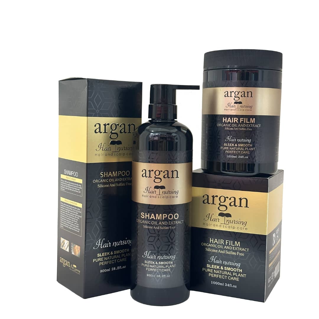 پک شامپو (900 میل ) و ماسک مو ( 1000میل ) هیر نرسینگ ( Hair nursing ) مدل argan — تصویر ۲
